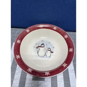 Royal Seasons Snowman Christmas Holiday 10" Stoneware Serving Bowl